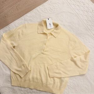 NWT 128138 polo cashmere Sweater Aritzia butter yellow L